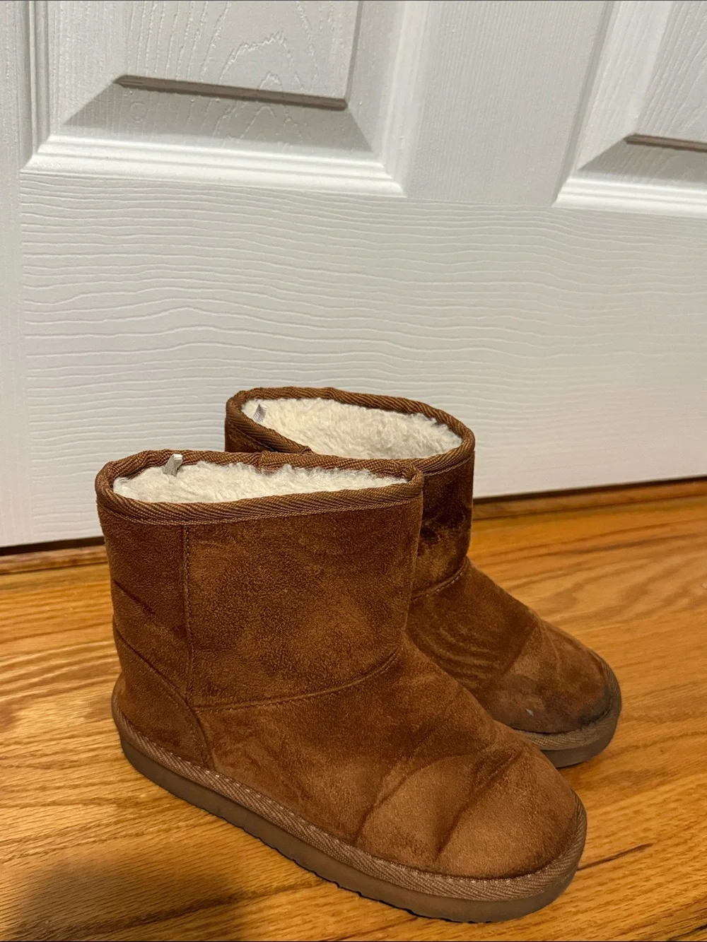 Kids Plush-Lined Suede-Look Winter Boots - Tan